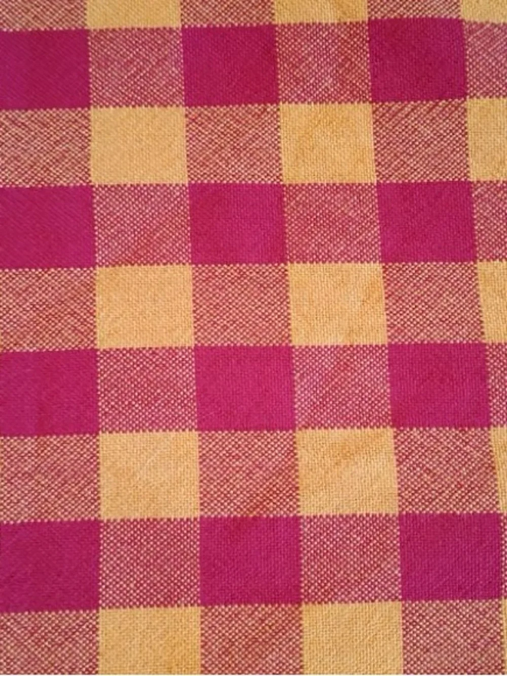 Vintage Red & Orange Checkered Fringed Fabric Tablecloth 92”x55”
